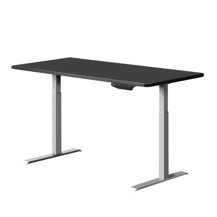 Standing Desk Adjustable Height Desk Dual Motor Electric Grey Frame Black Desk Top 120cm