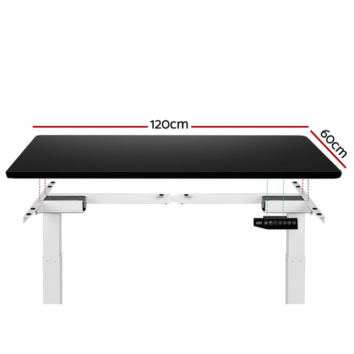 Standing Desk Adjustable Height Desk Dual Motor Electric White Frame Black Desk Top 120cm