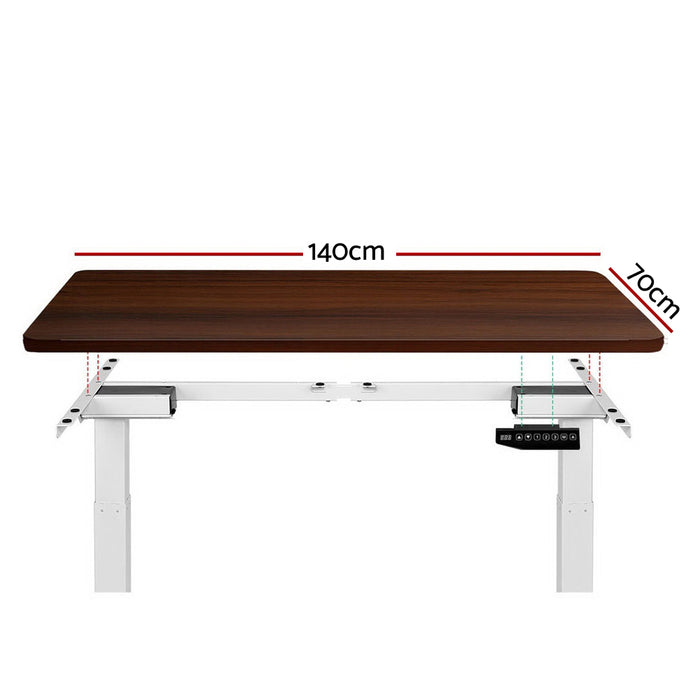 Standing Desk Adjustable Height Desk Dual Motor Electric White Frame Walnut Desk Top 140cm