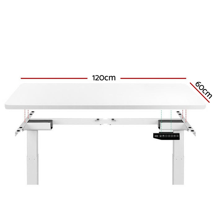 Standing Desk Adjustable Height Desk Dual Motor Electric White Frame Desk Top 120cm