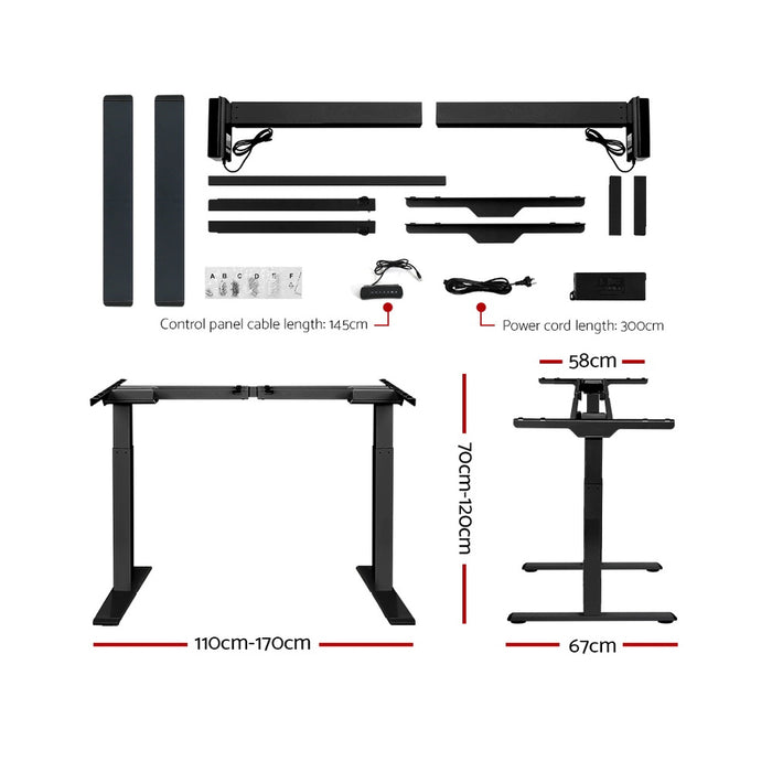 Standing Desk Sit Stand Motorised Adjustable Frame Only Black Dual Motor