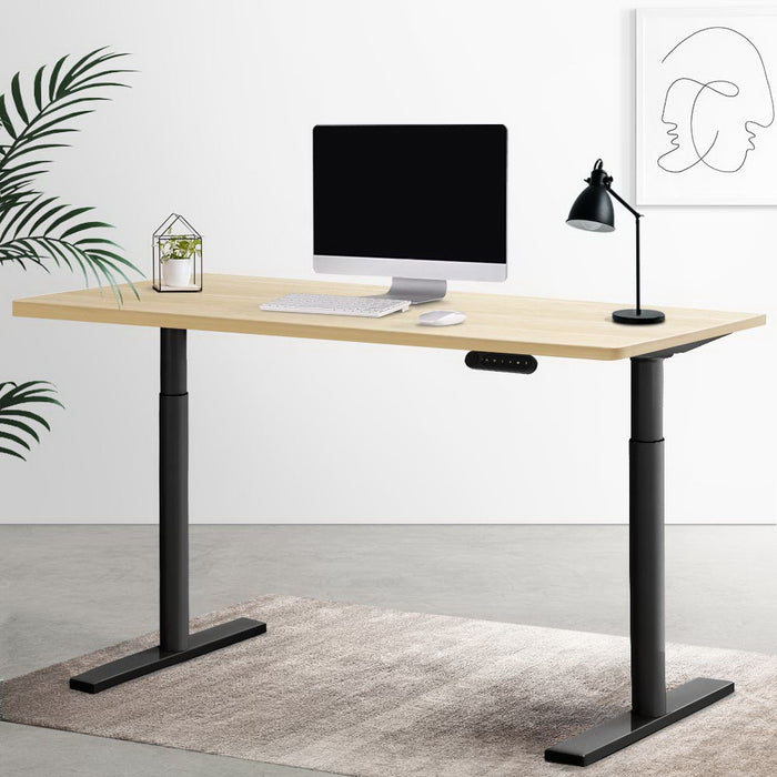 Electric Standing Desk Motorised Adjustable Sit Stand Desks Black Oak