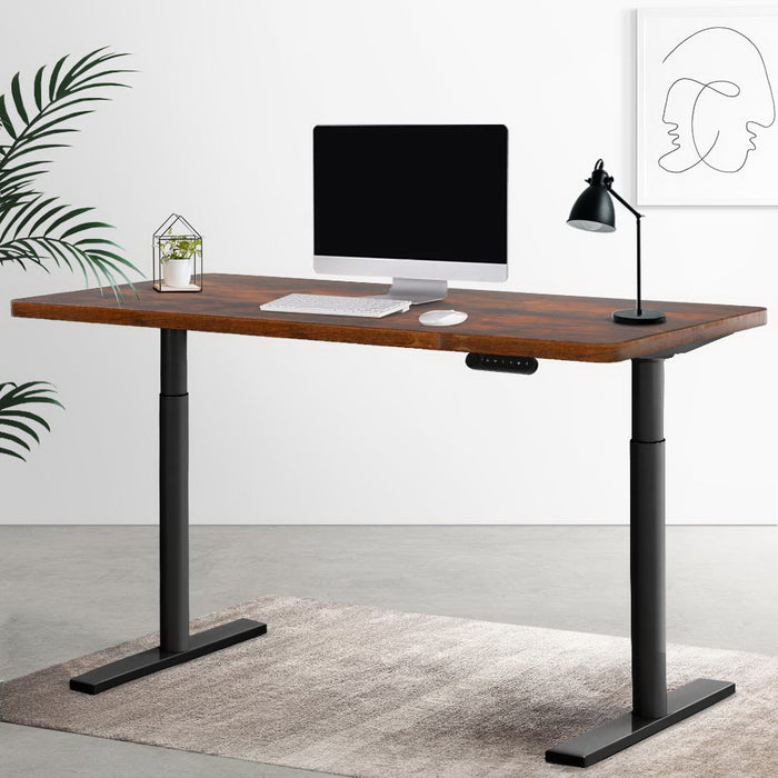 Electric Standing Desk Motorised Adjustable Sit Stand Desks Black Brown