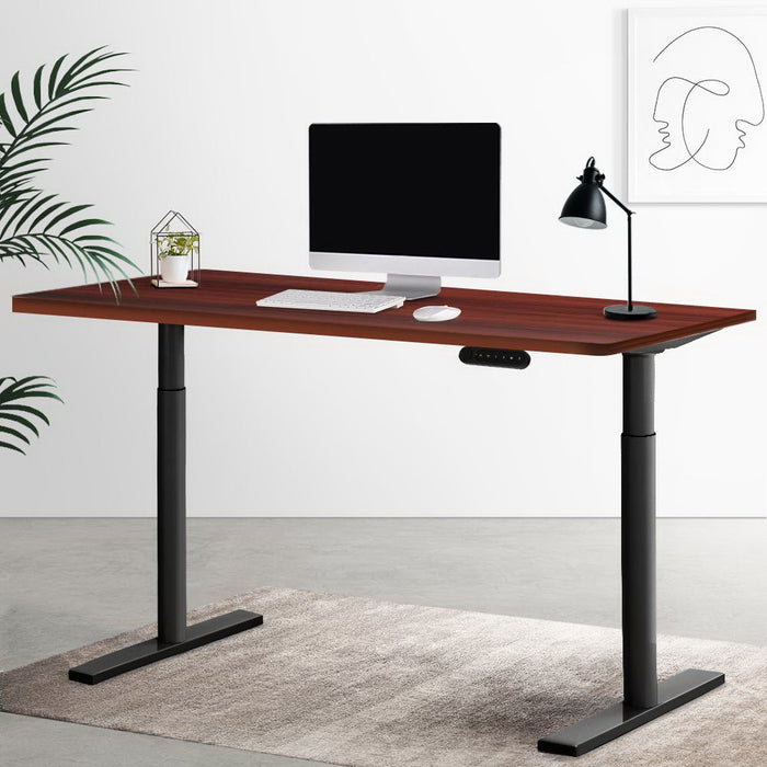 Electric Standing Desk Motorised Adjustable Sit Stand Desks Black Walnut