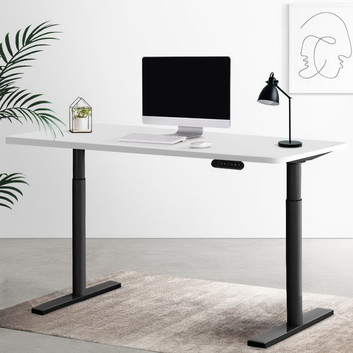 Electric Standing Desk Adjustable Sit Stand Desks Black White 140cm