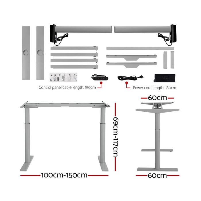 Electric Standing Desk Motorised Adjustable Sit Stand Desks Grey Black