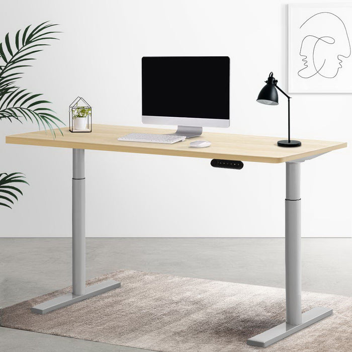 Electric Standing Desk Motorised Adjustable Sit Stand Desks Grey Oak