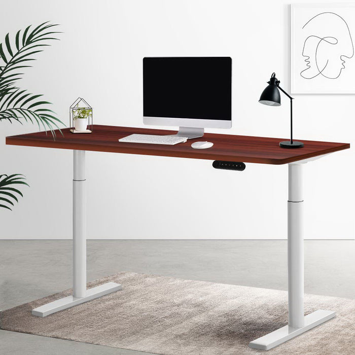 Electric Standing Desk Height Adjustable Sit Stand Desks White Walnut