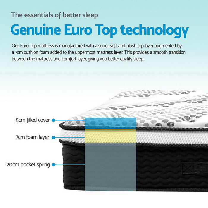 Como Euro Top Pocket Spring Mattress 32cm Thick Double