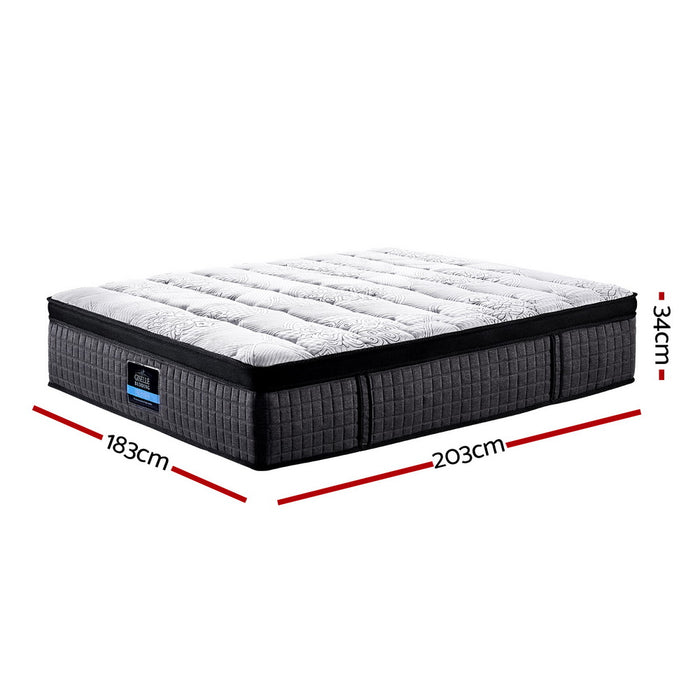 King Bed Mattress 9 Zone Pocket Spring Latex Foam Medium Firm 34cm