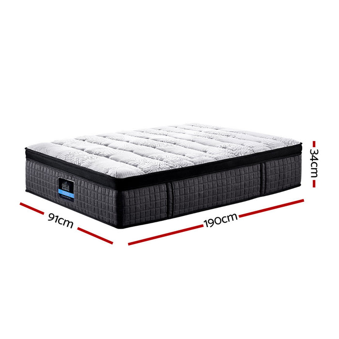 Single Bed Mattress 9 Zone Pocket Spring Latex Foam Medium Firm 34cm