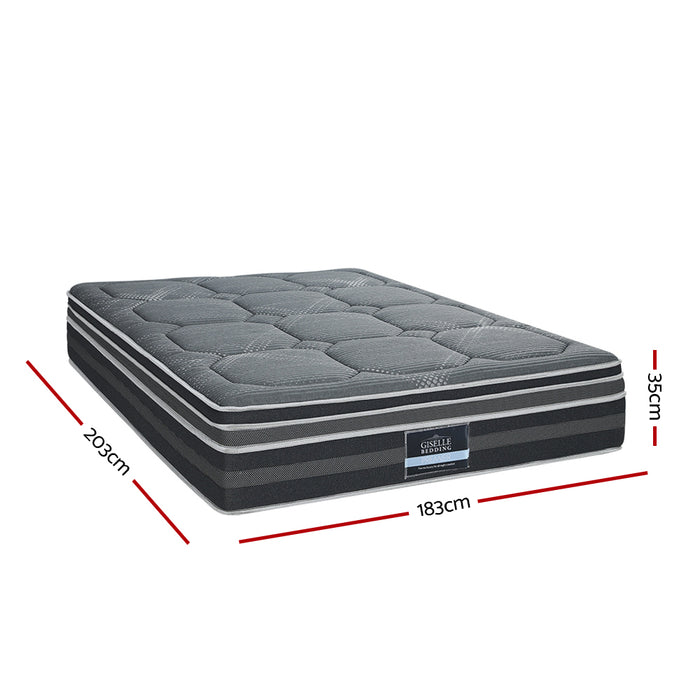 35CM KING Mattress Bed 7 Zone Dual Euro Top Pocket Spring Medium Firm