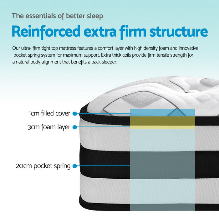 Rumba Tight Top Pocket Spring Mattress 24cm Thick Single