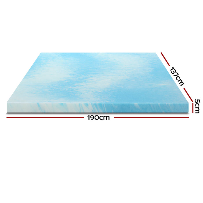 Cool Gel Memory Foam Topper Mattress Toppers w/ Bamboo Cover 5cm DOUBLE