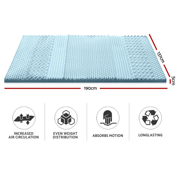 Cool Gel 7-zone Memory Foam Mattress Topper w/Bamboo Cover 5cm - Double