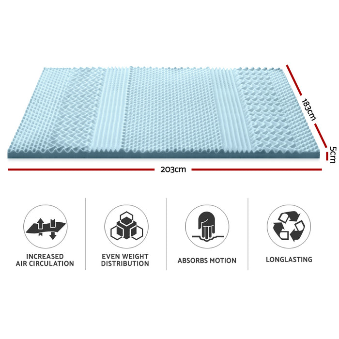 Cool Gel 7-zone Memory Foam Mattress Topper w/Bamboo Cover 5cm - King