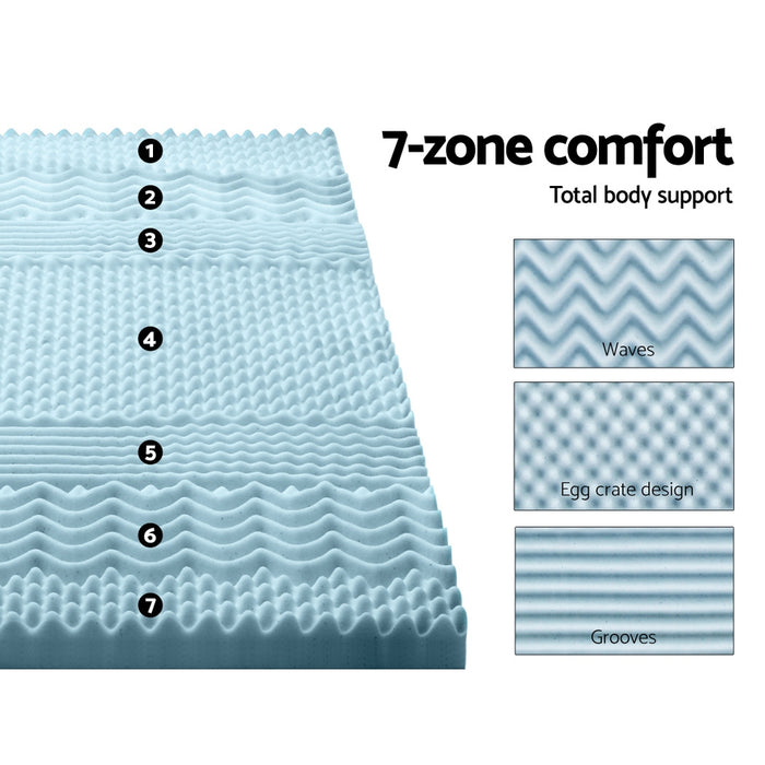 Cool Gel 7-zone Memory Foam Mattress Topper w/Bamboo Cover 8cm - Double