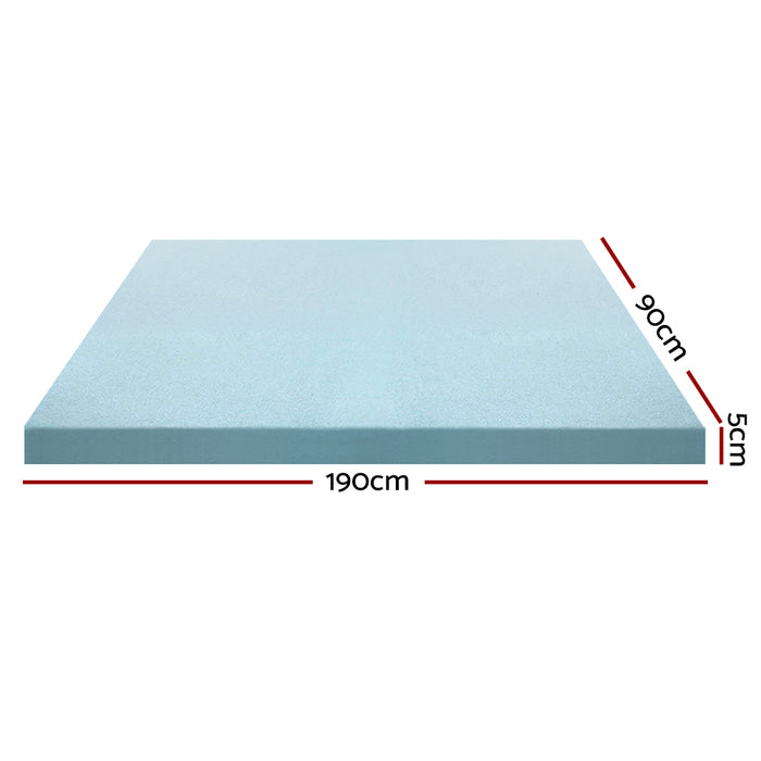 Cool Gel Memory Foam Mattress Topper w/Bamboo Cover 5cm - Single