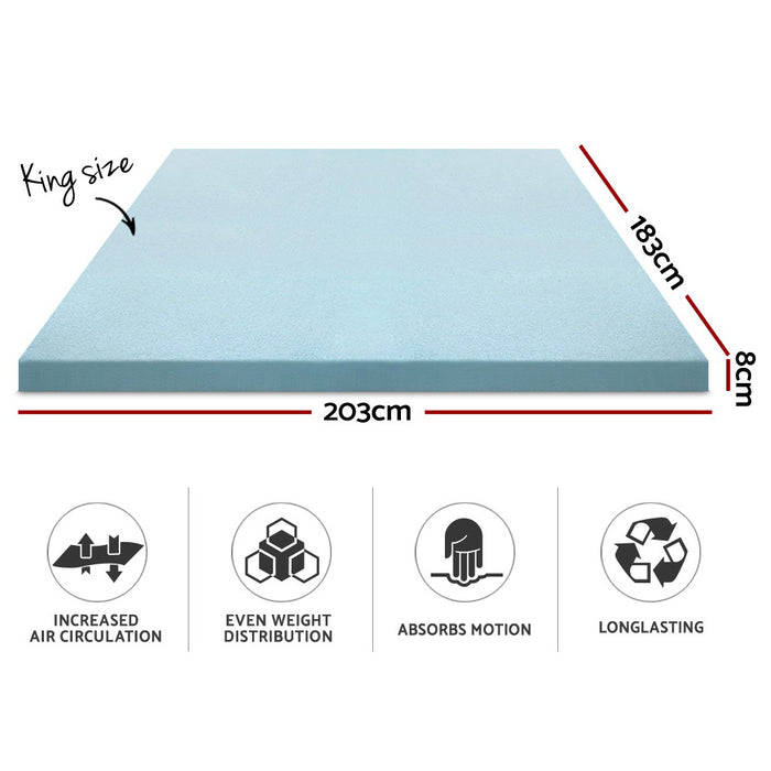 Cool Gel Memory Foam Mattress Topper w/Bamboo Cover 8cm - King