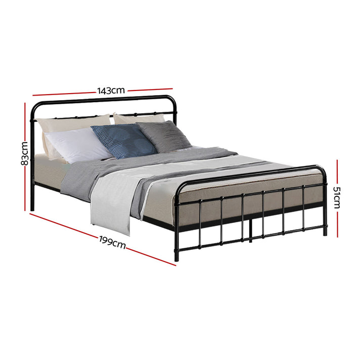 LEO Metal Bed Frame - Double (Black)