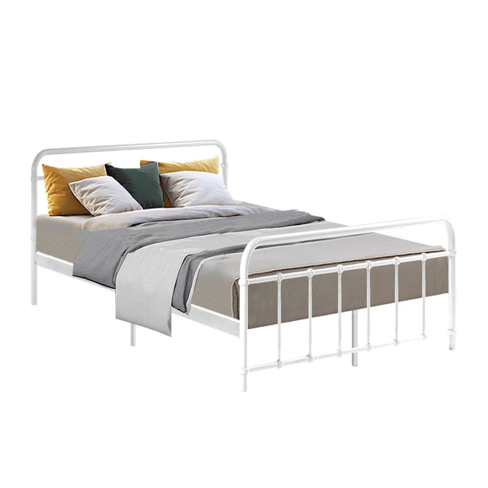 LEO Metal Bed Frame - Double (White)