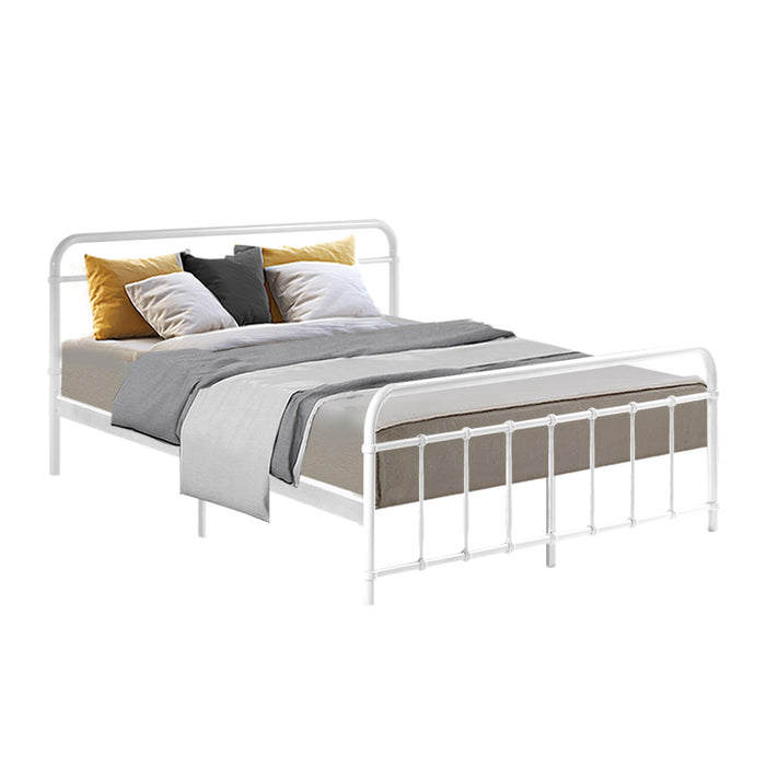 LEO Metal Bed Frame - Queen (White)