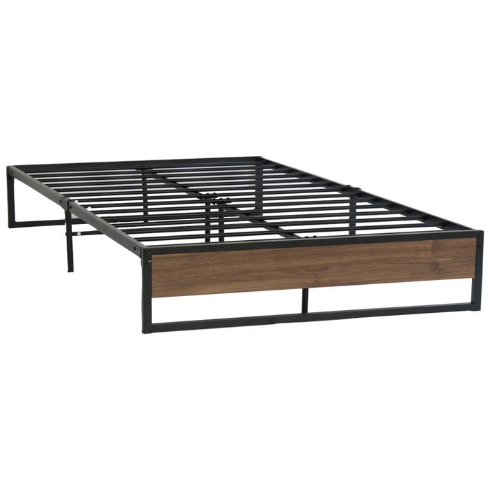 Metal Bed Frame Double Size Mattress Base Foundation Wooden Black OSLO