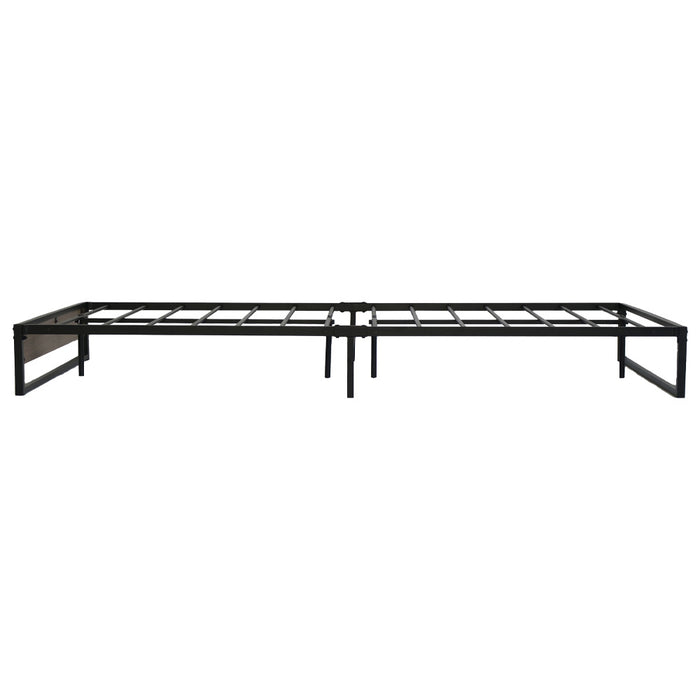 Metal Bed Frame Double Size Mattress Base Foundation Wooden Black OSLO