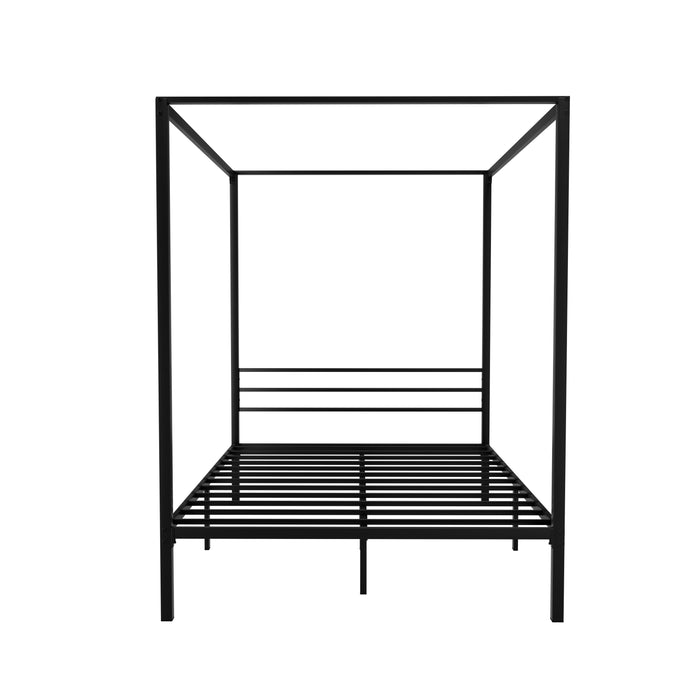 Bed Frame Metal Four-poster Platform Base Double Size Black POCHY