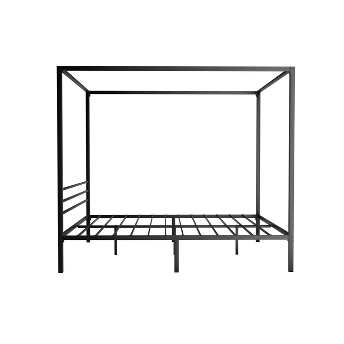 Bed Frame Metal Four-poster Platform Base Queen Size Black POCHY