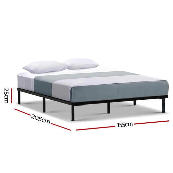 Metal Bed Frame Queen Size Bed Base Platform Foundation Wooden Black TED