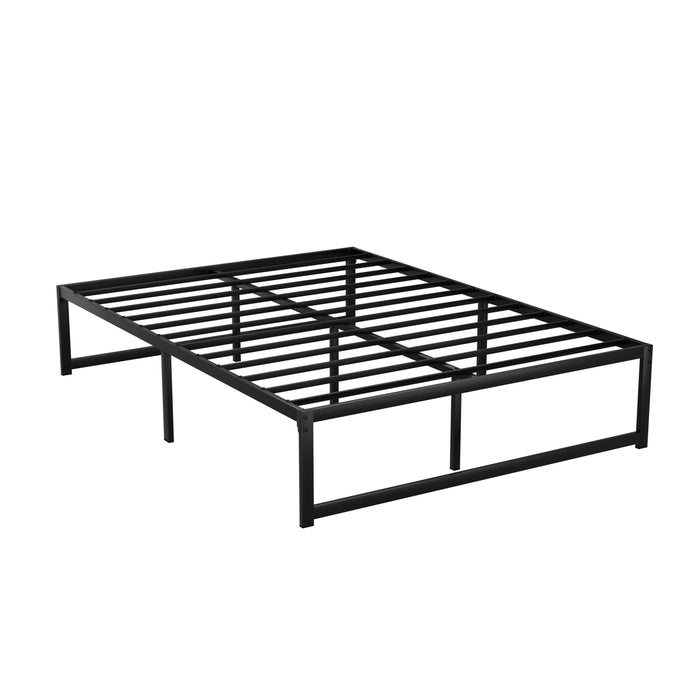 Bed Frame Metal Platform Double Size Bed Base Mattress Black TINO