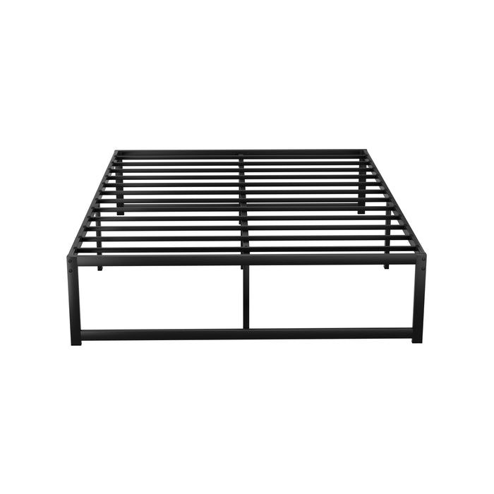 Bed Frame Metal Platform Double Size Bed Base Mattress Black TINO