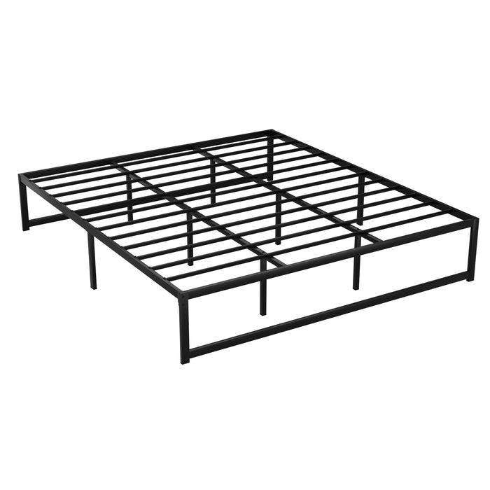 Bed Frame Metal Platform King Size Bed Base Mattress Black TINO