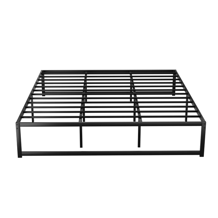 Bed Frame Metal Platform King Size Bed Base Mattress Black TINO