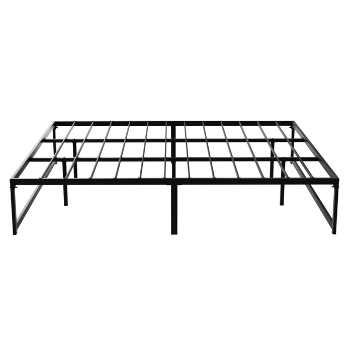 Bed Frame Metal Platform King Size Bed Base Mattress Black TINO