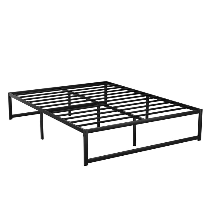 Bed Frame Metal Platform Queen Size Bed Base Mattress Black TINO