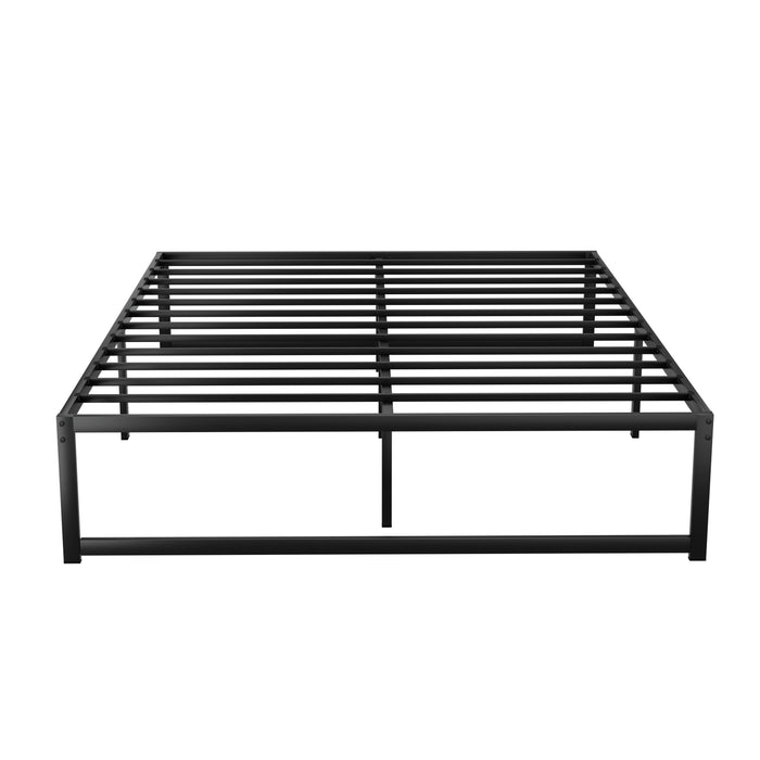 Bed Frame Metal Platform Queen Size Bed Base Mattress Black TINO