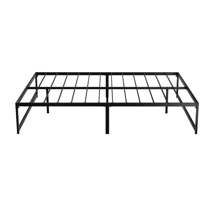 Bed Frame Metal Platform Queen Size Bed Base Mattress Black TINO