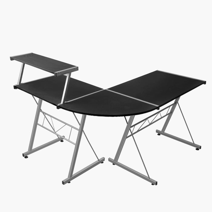 Corner Metal Pull Out Table Desk - Black