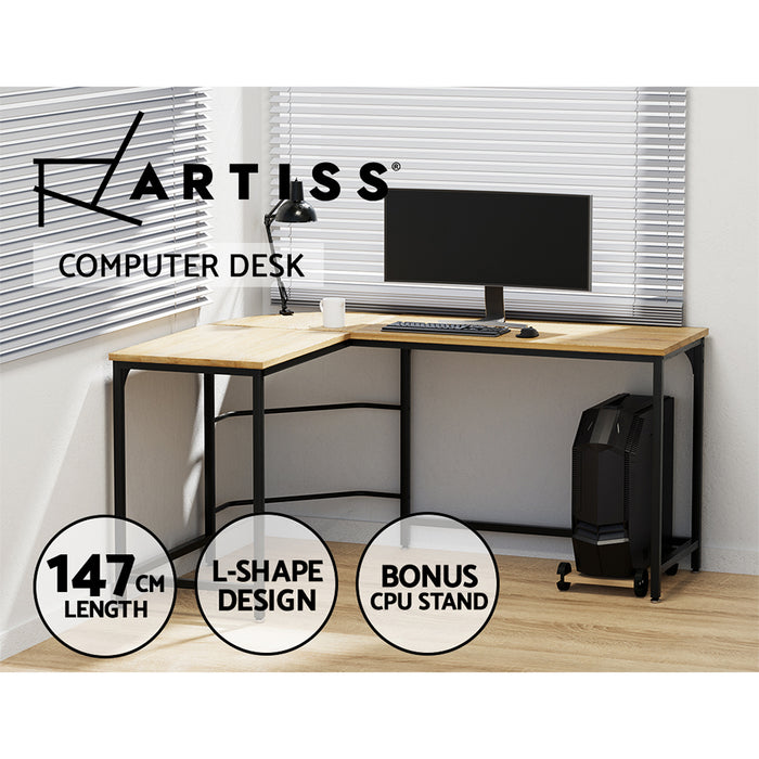 Corner Computer Desk L-Shaped Student Home Office Study Table Oak