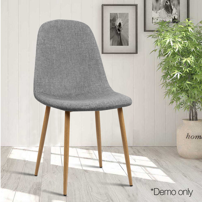 Set of 4 Adamas Fabric Dining Chairs - Light Grey