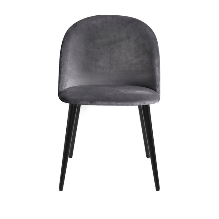 Set of 2 Velvet Modern Dining Chair - Dark Grey