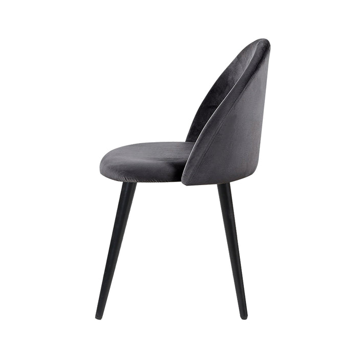 Set of 2 Velvet Modern Dining Chair - Dark Grey