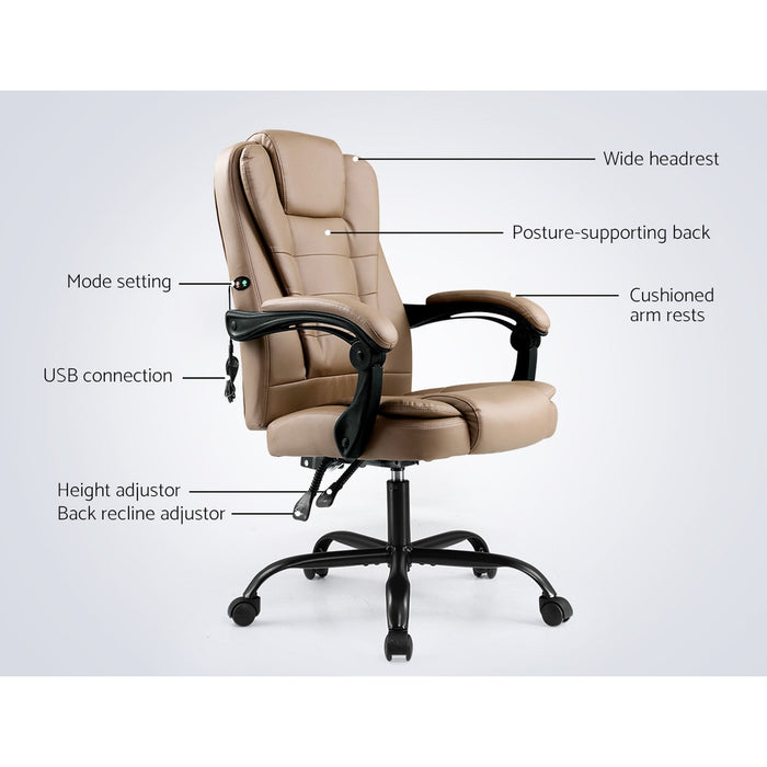 Massage Office Chair PU Leather Recliner Computer Gaming Chairs Espresso