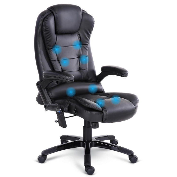 Massage Office Chair 8 Point PU Leather Office Chair - Black