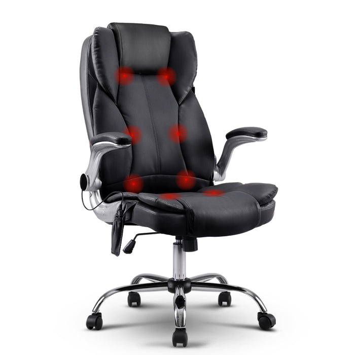 Massage Office Chair 8 Point PU Leather Office Chair - Black