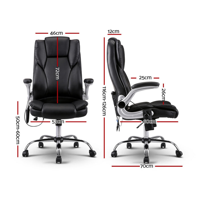 Massage Office Chair 8 Point PU Leather Office Chair - Black