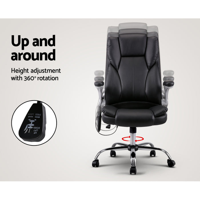 Massage Office Chair 8 Point PU Leather Office Chair - Black