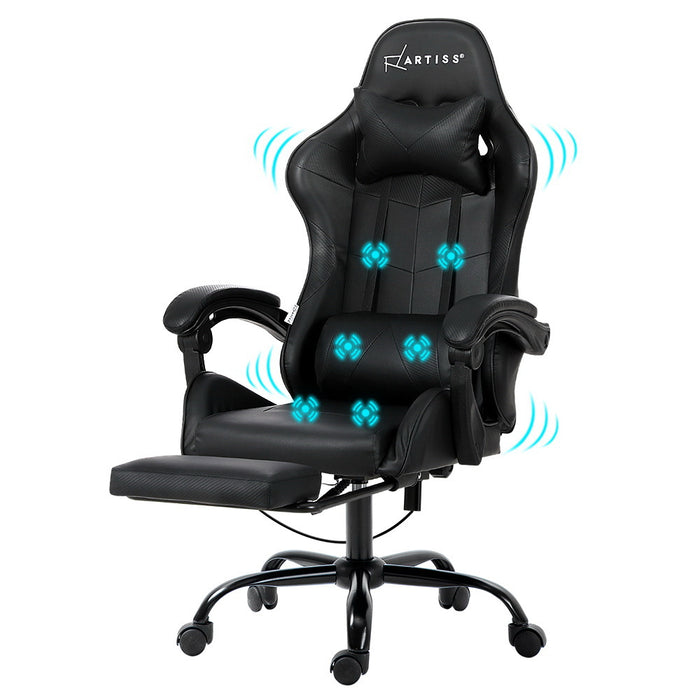 Gaming Office Chair Racing Massage Computer Seat Footrest Leather